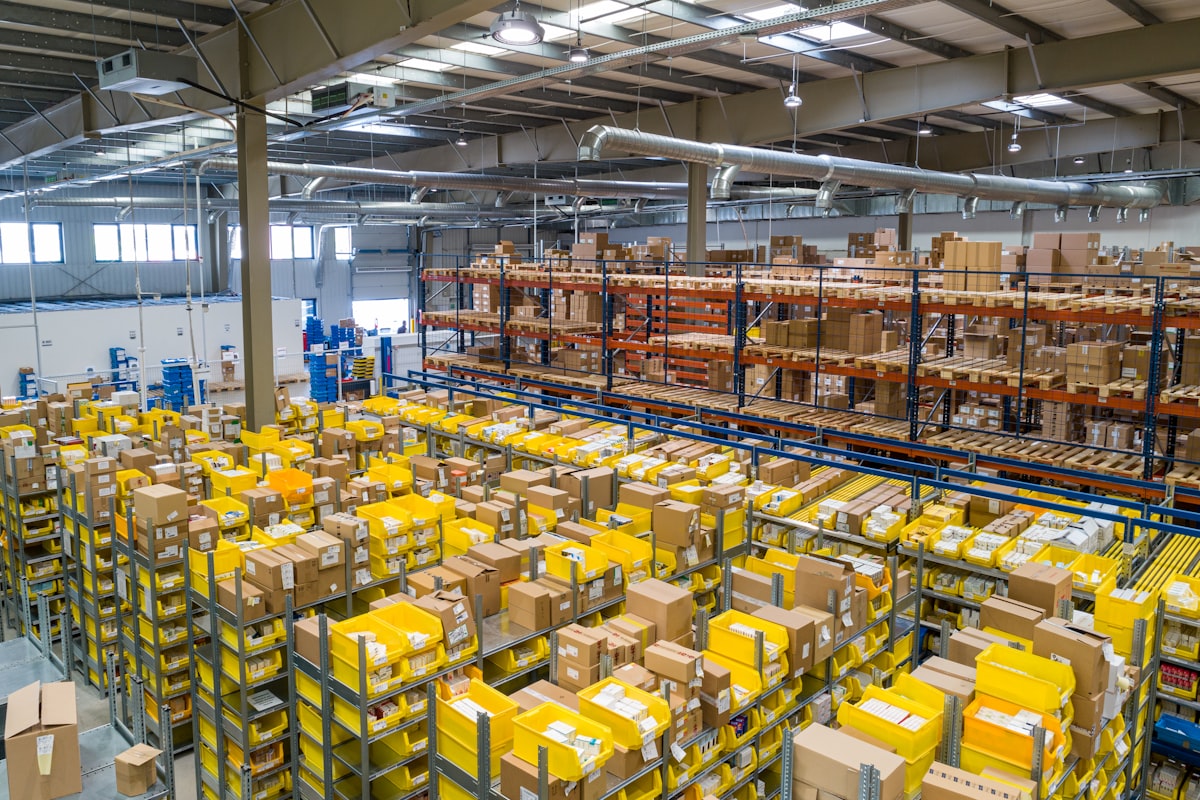 Distribution warehouse with inventory